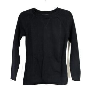 Relativity Black Crew Neck Knit 100% Cotton Long Sleeve Sweater Womens Large